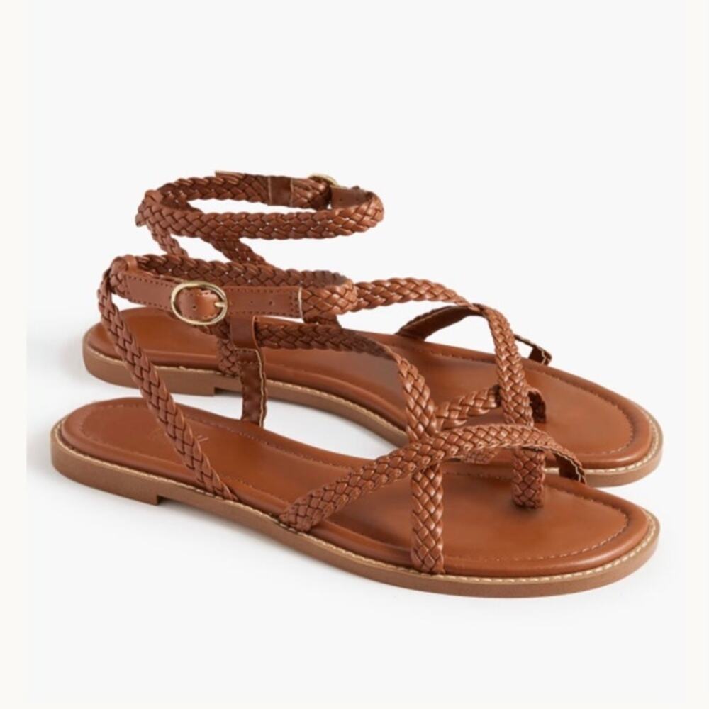 J.Crew Factory Braided Strappy Sandals Brown Size 7